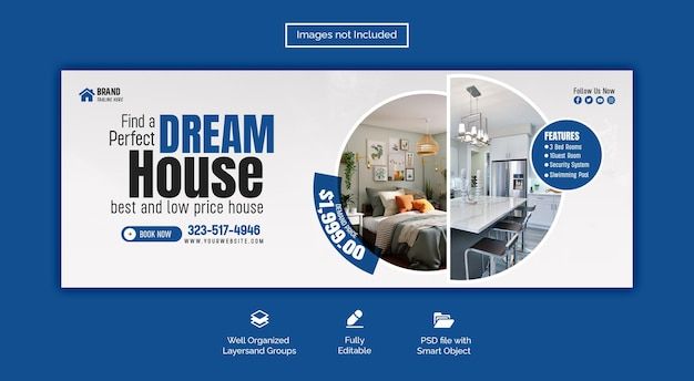 Premium PSD _ Real estate house property facebook cover banner template
