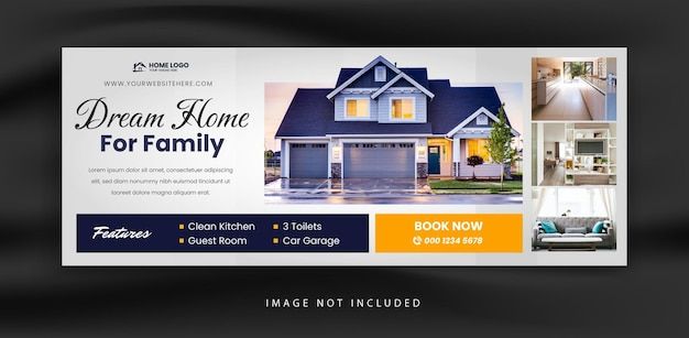 Real estate house agency facebook cover banner promotion template _ Premium Vector